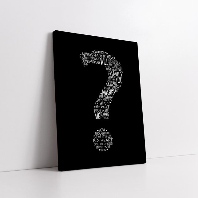 Toile Me marierez-vous typographie noir et blanc (Créateur téléchargé)