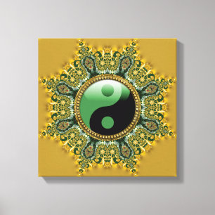 Toile Médaille Gold Green Balance Mandala