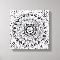 Médaillon d'art mural noir et blanc Doodle