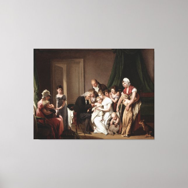 Toile Médecin de famille Vaccinant l'enfant Vieille pein (Recto)