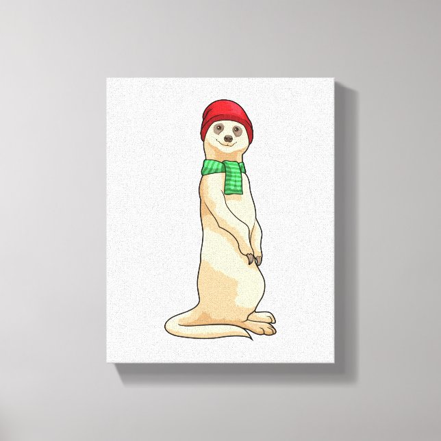Toile Meerkat avec Casquette et Écharpe (Recto)