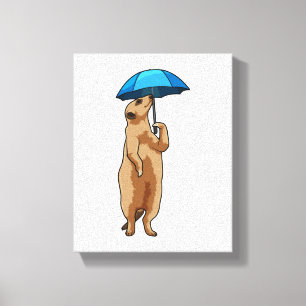 Toile Meerkat avec parapluie
