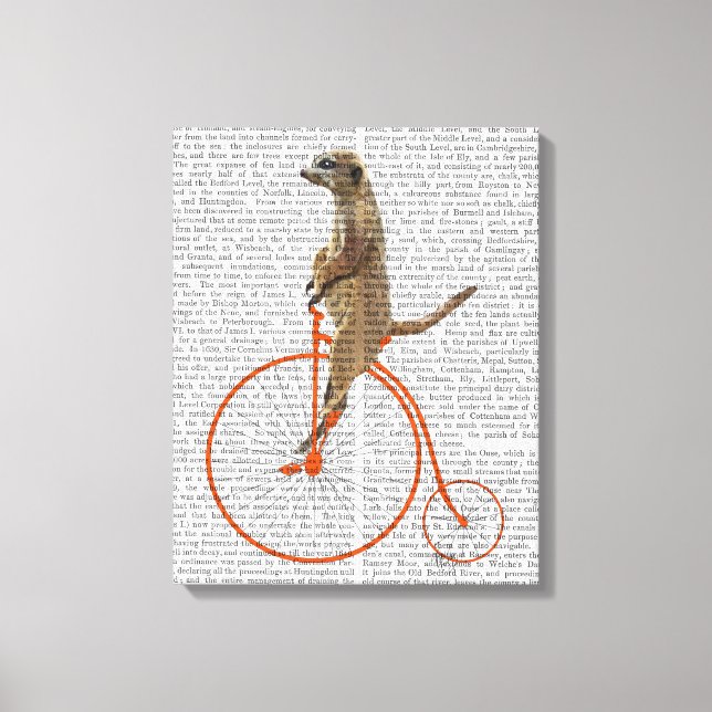 Toile Meerkat sur Orange Penny Farthing (Recto)