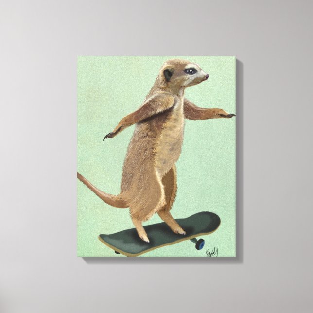 Toile Meerkat Sur Skateboard (Recto)