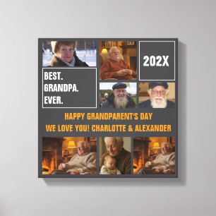 Toile Meilleur Grand-Père Photo Collage et Texte Personn