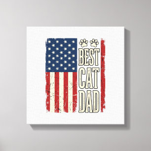 Toile Meilleur Papa Chat Design de Chemise Vintage Flag_