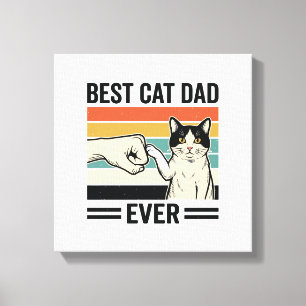 Toile Meilleur Papa Chat Retro Chat Tee Shirt Poing_1