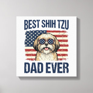 Toile Meilleur papa de Shih Tzu patriote de tous les tem