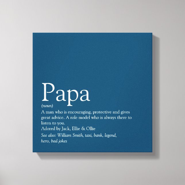 Toile Meilleur Papa du Monde Définition Bleue (Recto)