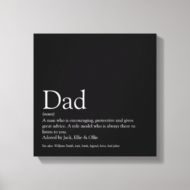 Toile Meilleur Papa du Monde Définition Papa Father Fun  (Recto)
