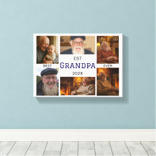 Toile Meilleur Papy Ever – Photos Personnalisées