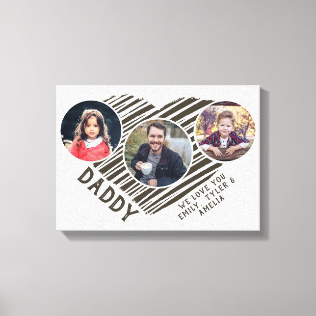 Toile Meilleur Père Coeur Fête du Père 3 Collage photo (Recto)