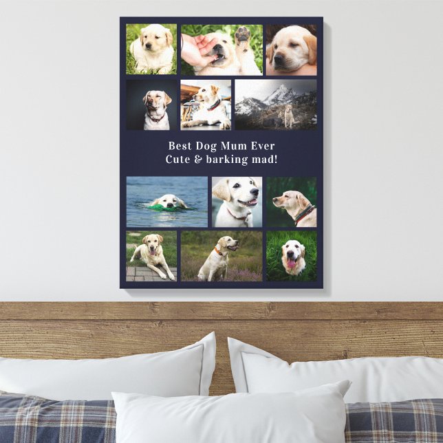 Toile Meilleure Maman de Chien Photo Collage (Best dog mom 12 photo canvas template.)