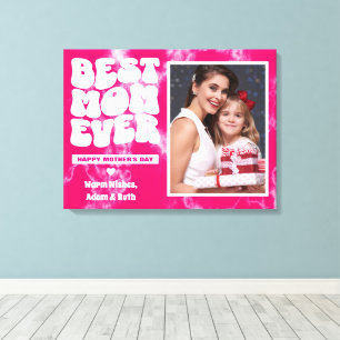 Toile Meilleure Maman Ever Pink Tie Dye Photo Fête des m