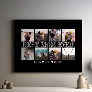 Toile Meilleure Maman Jamais Personnalisable Photo Noire