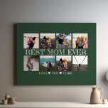 Toile Meilleure Maman Jamais Personnalisable Photo Verte<br><div class="desc">"Best Mom Ever Customizable Navy Blue Photo Collage Canvas Print" est un chef-d'oeuvre personnalisé qui rend hommage au rôle extraordinaire que les mères jouent dans nos vies. C'est une toile imprimée comme nulle autre, qui vous offre l'occasion unique de réaliser un collage sincère de photos de famille chères. Ces images,...</div>
