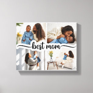 Toile Meilleure Maman Personnalisée 4 Photo Collage