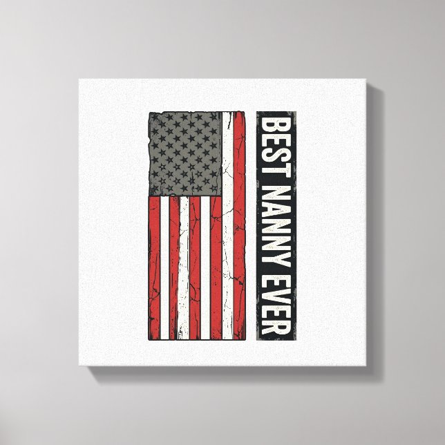 Toile Meilleure Nounou Patriote Vintage Drapeau Chemise  (Recto)