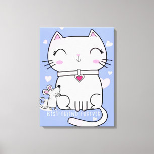 Toile Meilleurs Amis Chat Et Souris, Drôle Chat Kitten C