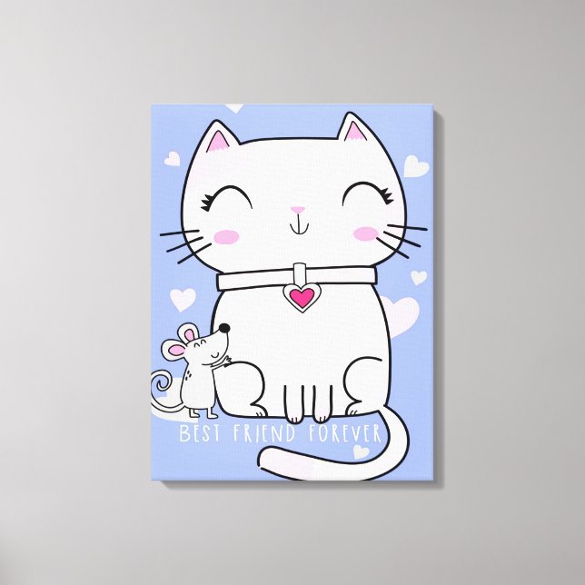 Toile Meilleurs Amis Chat Et Souris, Drôle Chat Kitten C (Recto)