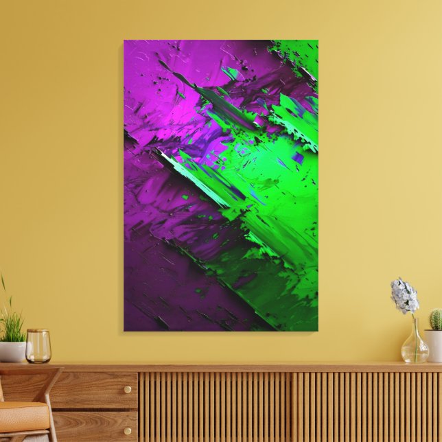 Toile Mélange génial de vert et de violet abstrait  (Insitu(Salon))