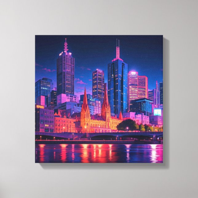Toile Melbourne Australie Skyline Nuit (Recto)