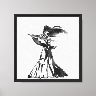 Toile Mélodie Silencieuse – Silhouette de Violon Minimal