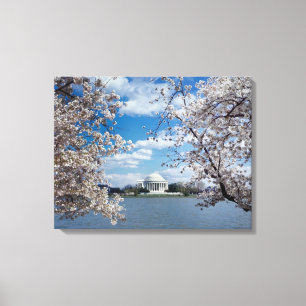 Toile Mémorial de Thomas Jefferson avec des fleurs de