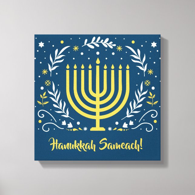 Toile Menorah décorative Hanoukka Bois Mur Art (Recto)