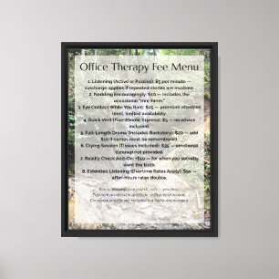 Toile Menu des frais de thérapie de bureau