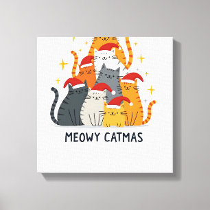 Toile Meowy Catmas Chat Arbre de Noël Xmas (4)