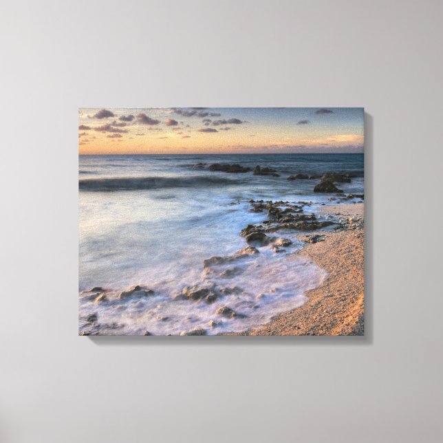 Toile Mer des Caraïbes, Îles Caïmans. Vagues déferlantes (Recto)