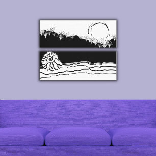 Toile Mer minimaliste Noir & Blanc Shore