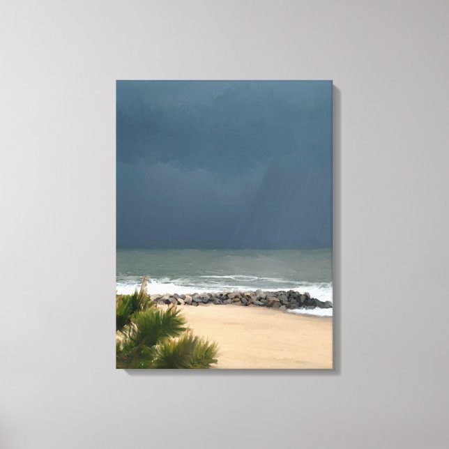 Toile Mer réaliste Delaware Beach Rain (Recto)