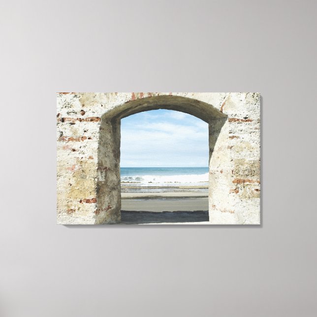 Toile Mer vue d'une arcade (Recto)