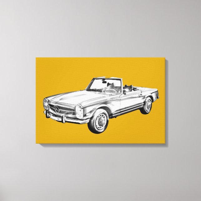 Toile Mercedes Benz 280 SL Illustration convertible (Recto)