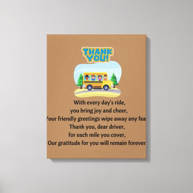 Toile Merci, Conducteur De Bus Scolaire. (Recto)