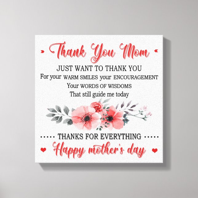 Toile Merci Maman Joyeuse fête des mères (Recto)