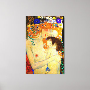 Toile Mère et enfant par Gustav Klimt Grand Art Nouveau