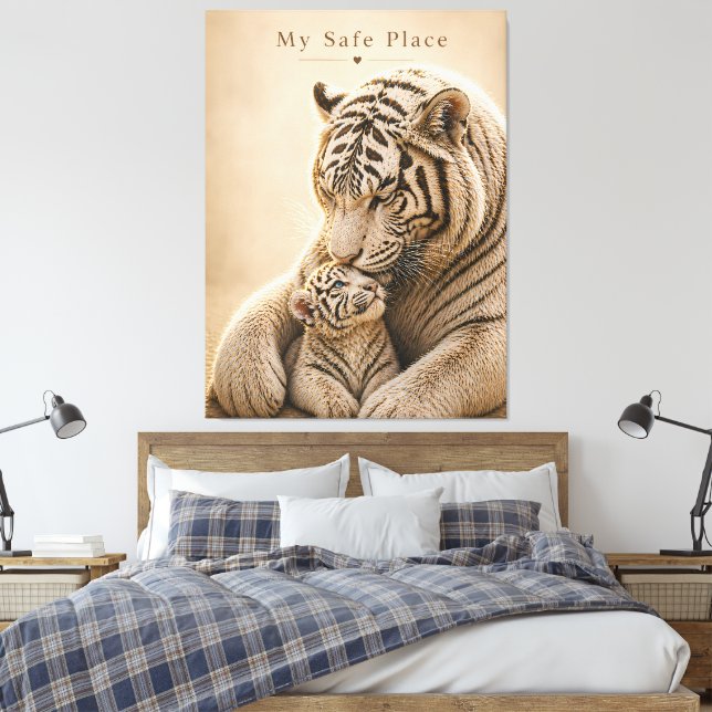 Toile Mère et petit Tigre Blanc – Mon refuge – Emoti (Insitu(Chambre))