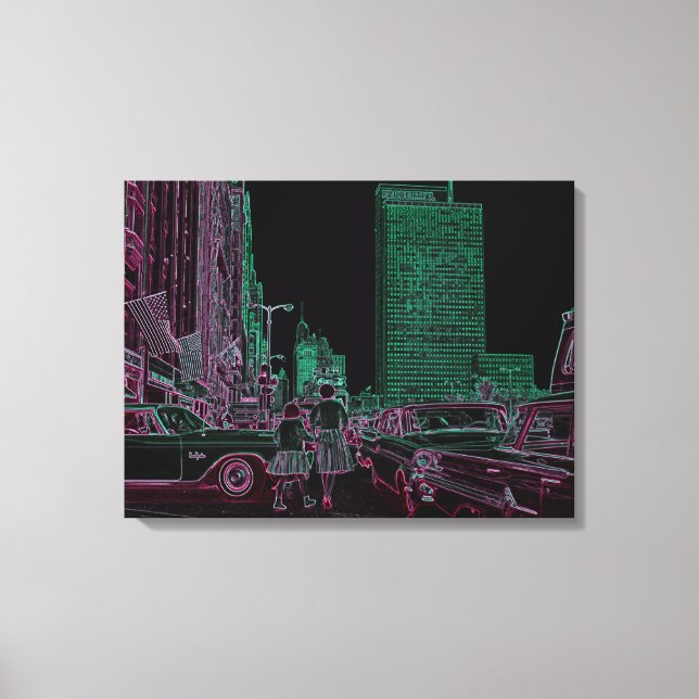 Toile Mère fille Shopping Michigan Ave Chicago 1961 (Recto)