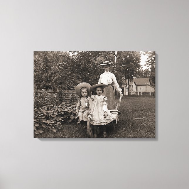 Toile Mère Filles 1890 Jardin de jardinage (Recto)