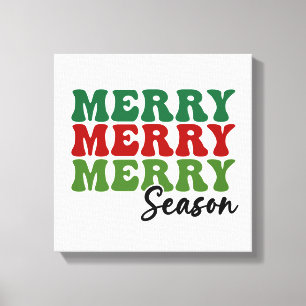 Toile Merry Merry Merry Saison - Retro Holiday Art