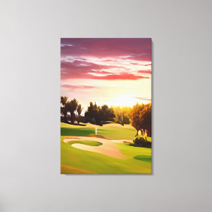 Toile Merveilleux golf peindre un coucher de soleil sur