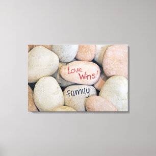 Toile Message Love Wins sur des pierres