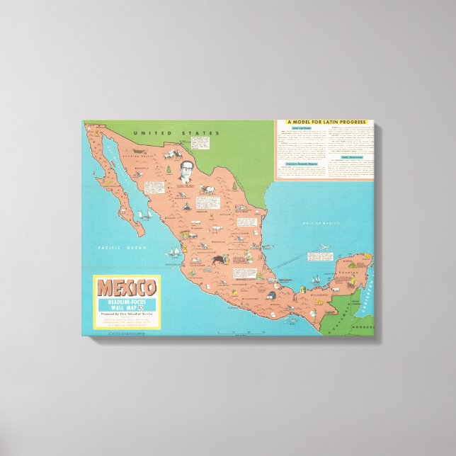Toile Mexico : Wall Map (Recto)