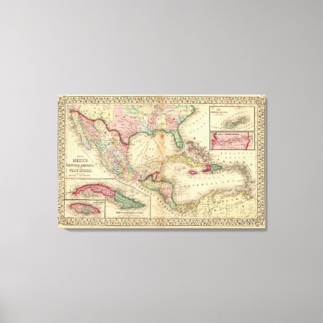 Toile Mexique, Amérique centrale, Antilles (Recto)