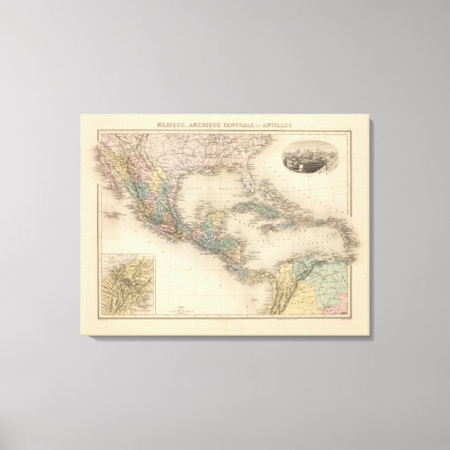 Toile Mexique, Amérique centrale et Caraïbes (Recto)