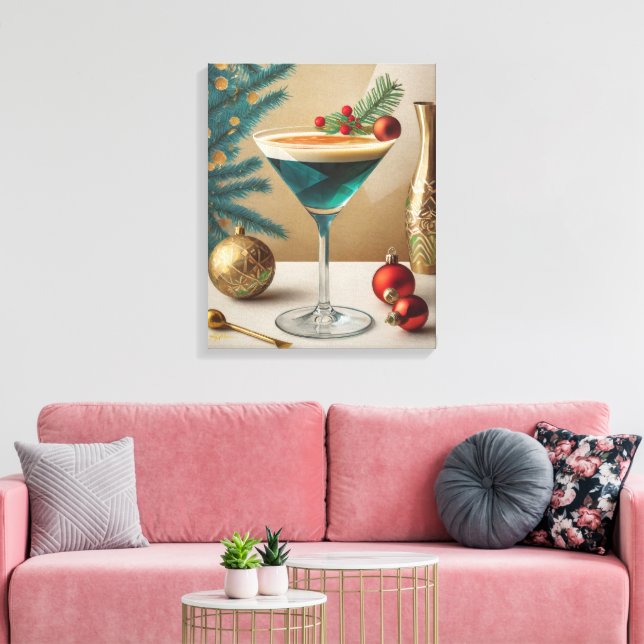 Toile Mi-Siècle Cocktail de Noël Fête Happy Hour (Insitu(Salon))