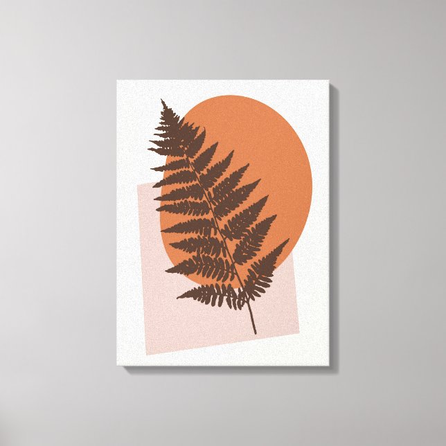Toile Mi-siècle moderne Fern Silhouette Brown et beige (Recto)